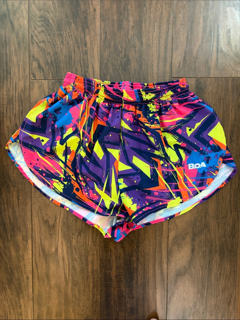 Women's BOA Neon Print Running Short - EUC, small